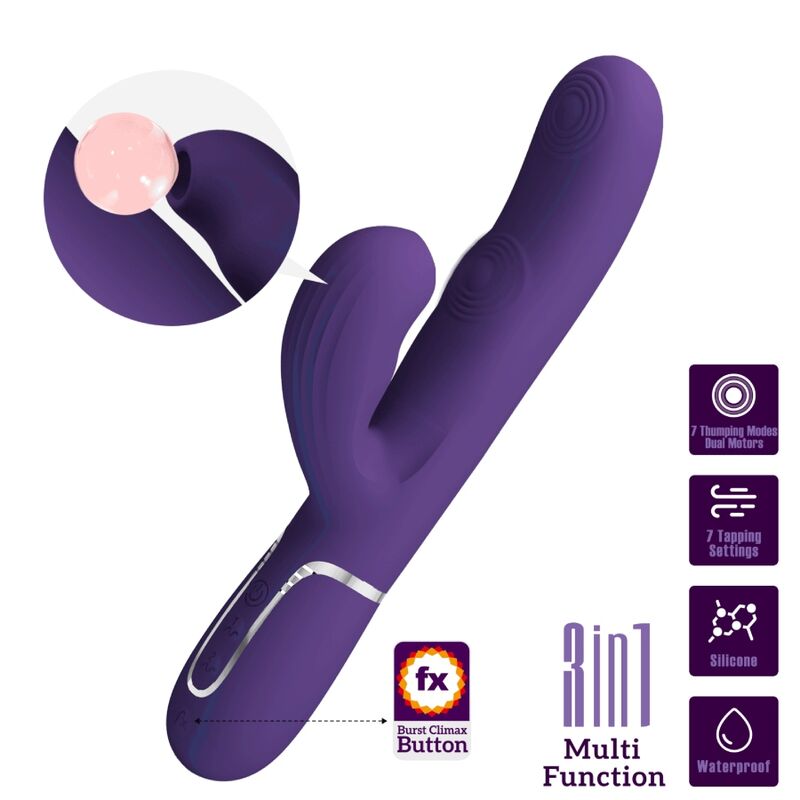 PRETTY LOVE - VIBROMASSEUR POINT G PERLITA 3 EN 1 MULTIFONCTION VIOLET