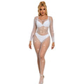 SUBBLIME - 952396 FISCHNETZ-BODY MIT STRASS STEINEN LANGARM WEISS EINHEITSGRÖSSE