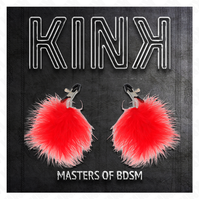 KINK - Pince à tétons à plume rouge 7 cm