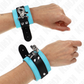 KINK – HOCHWERTIGE ABSCHLIESSBARE HANDGELENKFESSELN SCHWARZ / BLAU VERSTELLBAR 21-28 CM X 5,5 CM