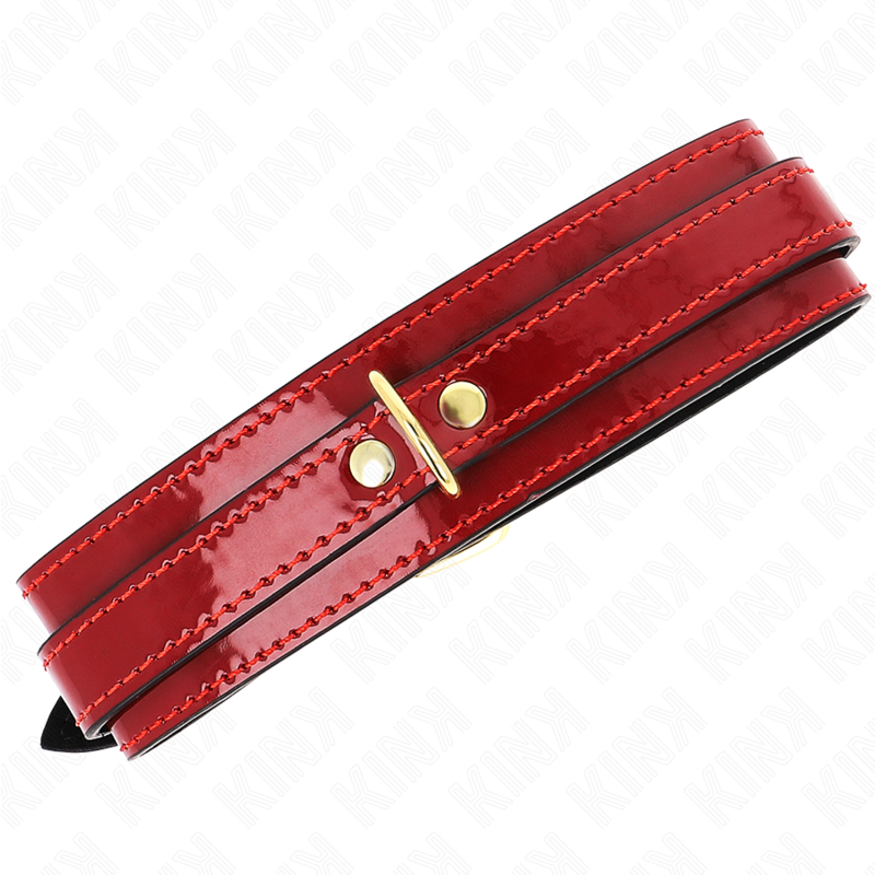 KINK - COLLIER RÉGLABLE ROUGE LIE DE VIN AVEC DÉTAILS DORÉS 29-42,5 CM X 4 CM