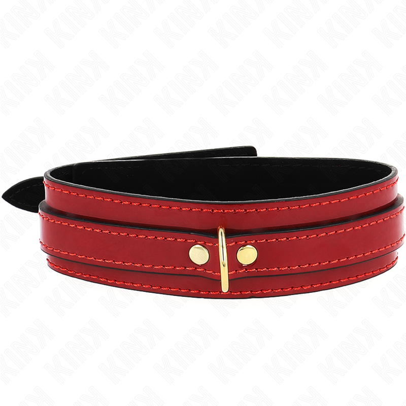 KINK - COLLIER RÉGLABLE ROUGE LIE DE VIN AVEC DÉTAILS DORÉS 29-42,5 CM X 4 CM