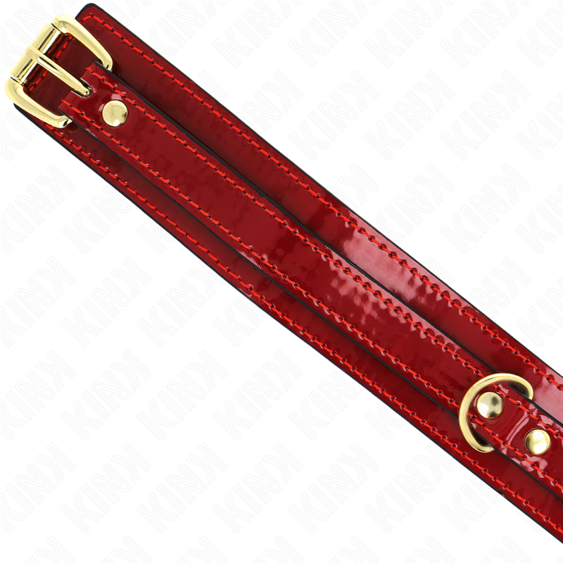 KINK - COLLIER RÉGLABLE ROUGE LIE DE VIN AVEC DÉTAILS DORÉS 29-42,5 CM X 4 CM