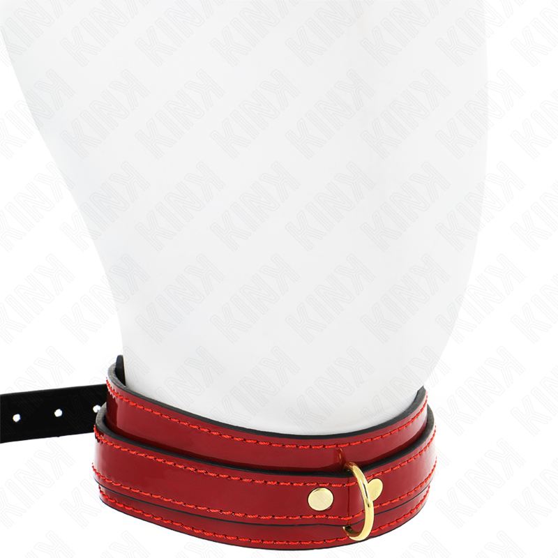 KINK - COLLIER RÉGLABLE ROUGE LIE DE VIN AVEC DÉTAILS DORÉS 29-42,5 CM X 4 CM