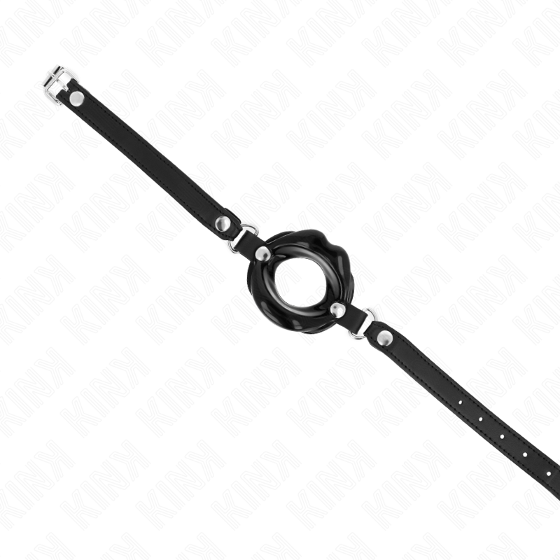 BAILLON KINK - LÈVRE 8 CM AVEC SANGLE EN SIMILI CUIR NOIR 63 x 2 CM RÉGLABLE 39-58 CM