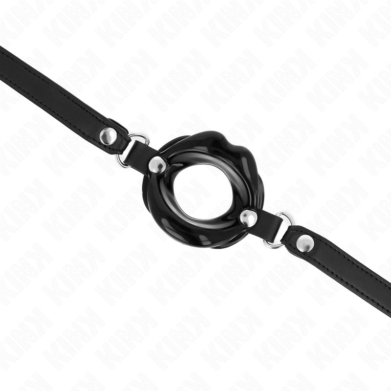 BAILLON KINK - LÈVRE 8 CM AVEC SANGLE EN SIMILI CUIR NOIR 63 x 2 CM RÉGLABLE 39-58 CM
