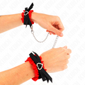 MENOTTES DE POIGNET ÉLASTIQUES EN DENTELLE KINK – DÉTAILS CŒUR ROUGE AJUSTABLES 22-35 CM