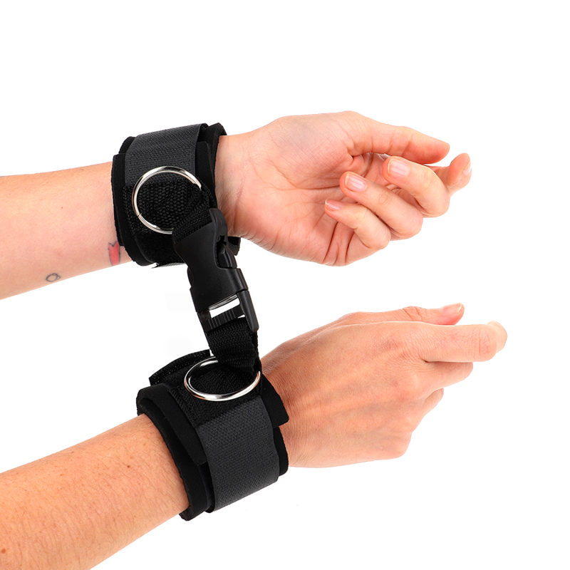 KINK - MENOTTES DE POIGNET EN NÉOPRÈNE À SCRATCH NOIRES RÉGLABLES 22-34 CM