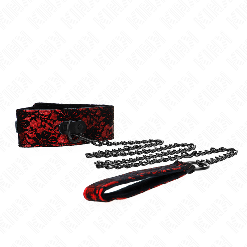 KINK - COLLIER EN DENTELLE AVEC CEINTURE EN CUIR VÉRITABLE 105 CM / 44 X 5,5 CM