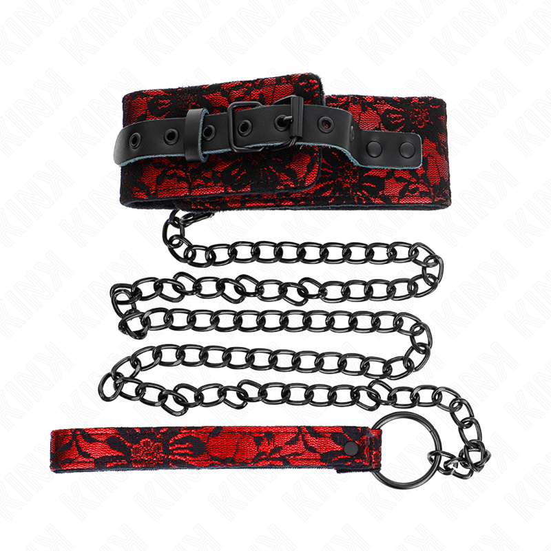 KINK - COLLIER EN DENTELLE AVEC CEINTURE EN CUIR VÉRITABLE 105 CM / 44 X 5,5 CM
