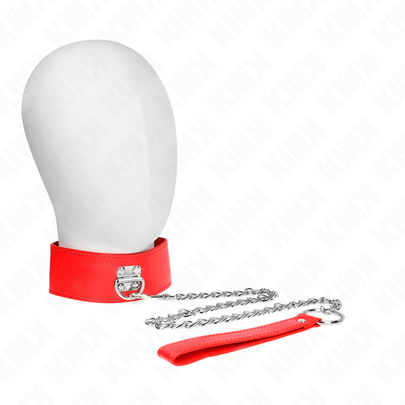 KINK - COLLIER AVEC CEINTURE 65 CM AVEC LARGE SANGLE ROUGE RÉGLABLE 33.5-41 CM X 5 CM