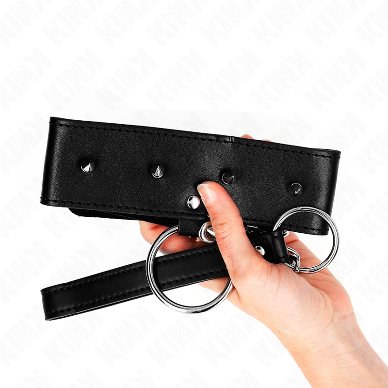 KINK - 65 CM NECKLACE WITH LEASH WITH SILVER STUDS MODEL 2 ADJUSTABLE 36-43 CM X 5 CM