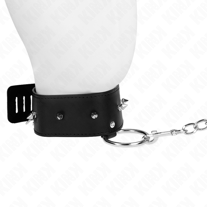 KINK - 65 CM NECKLACE WITH LEASH WITH SILVER STUDS MODEL 2 ADJUSTABLE 36-43 CM X 5 CM