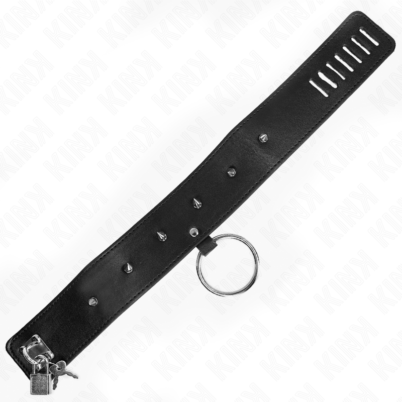 KINK - 65 CM NECKLACE WITH LEASH WITH SILVER STUDS MODEL 2 ADJUSTABLE 36-43 CM X 5 CM
