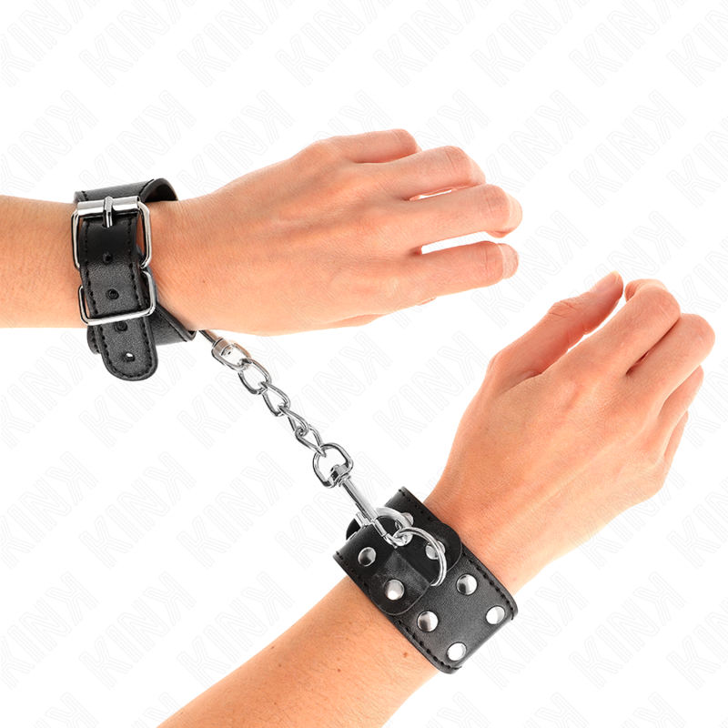 KINK - BRACELETS DE FORCE AVEC DOUBLE LIGNE DE CLOUS RÉGLABLES NOIRS