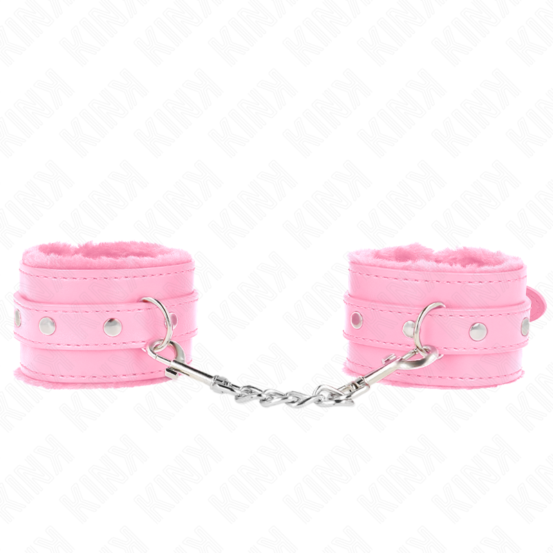 KINK - MENOTTES EN FOURRURE ROSE DE LUXE AVEC CEINTURE ROSE RÉGLABLES 17-29 CM X 6 CM