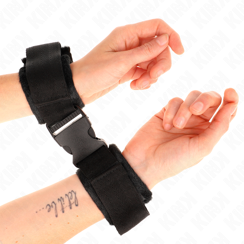 KINK - NYLON BIND HOOK&LOOP WRIST RESTRAINTS RED-BLACK MODEL 1 ADJUSTABLE 25-35 CM X 6 CM