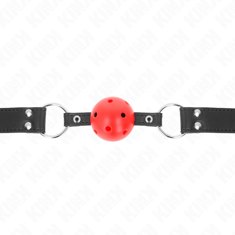 KINK - BAILLON SPHÉRIQUE RESPIRANT 4 CM AVEC DOUBLE RIVET EN CUIR 62,5 x 2,5 CM RÉGLABLE 42-58 CM