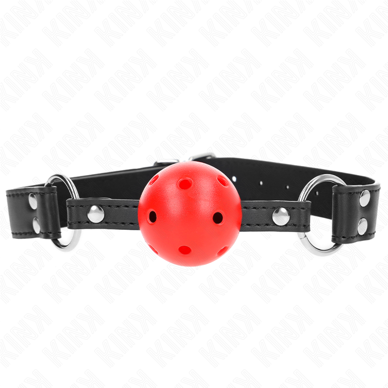 KINK - BAILLON SPHÉRIQUE RESPIRANT 4 CM AVEC DOUBLE RIVET EN CUIR 62,5 x 2,5 CM RÉGLABLE 42-58 CM