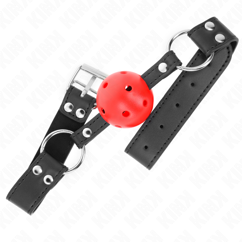 KINK - BAILLON SPHÉRIQUE RESPIRANT 4 CM AVEC DOUBLE RIVET EN CUIR 62,5 x 2,5 CM RÉGLABLE 42-58 CM