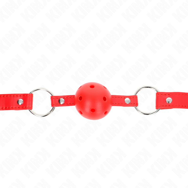 KINK - BAILLON SPHÉRIQUE RESPIRANT 4 CM AVEC DOUBLE RIVET MODÈLE 1 ROUGE 62,5 x 2,5 CM RÉGLABLE 42-58 CM
