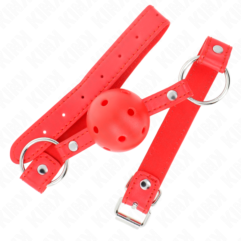 KINK - BAILLON SPHÉRIQUE RESPIRANT 4 CM AVEC DOUBLE RIVET MODÈLE 1 ROUGE 62,5 x 2,5 CM RÉGLABLE 42-58 CM