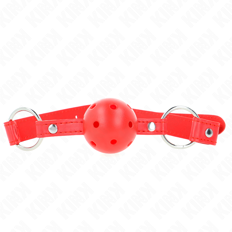 KINK - BAILLON SPHÉRIQUE RESPIRANT 4 CM AVEC DOUBLE RIVET MODÈLE 1 ROUGE 62,5 x 2,5 CM RÉGLABLE 42-58 CM