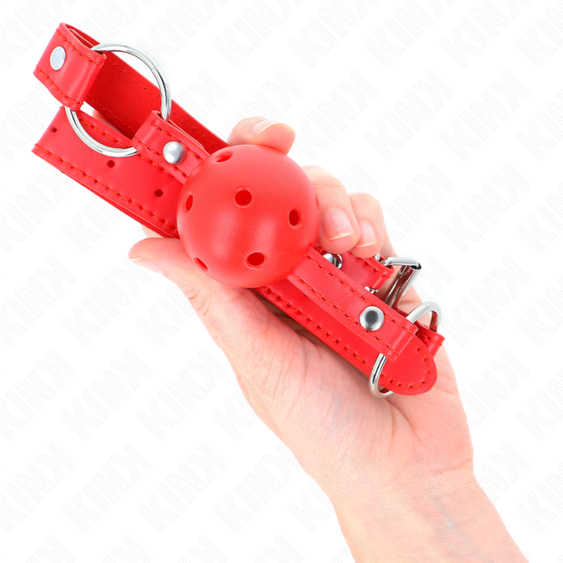 KINK - BAILLON SPHÉRIQUE RESPIRANT 4 CM AVEC DOUBLE RIVET MODÈLE 1 ROUGE 62,5 x 2,5 CM RÉGLABLE 42-58 CM