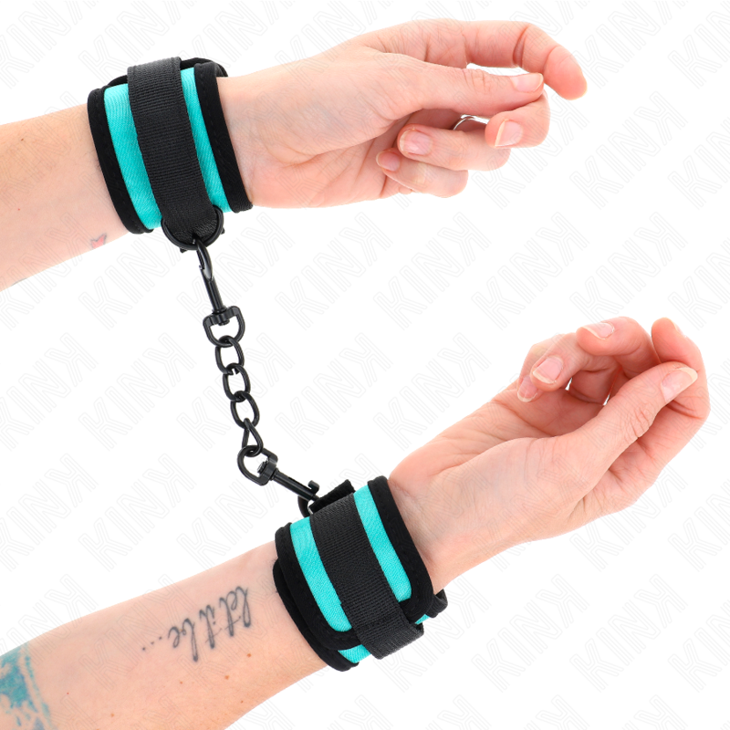 KINK - MENOTTES EN NYLON VELCRO RESTRAINTS NOIR-BLEU AJUSTABLES 18-32 CM X 5 CM