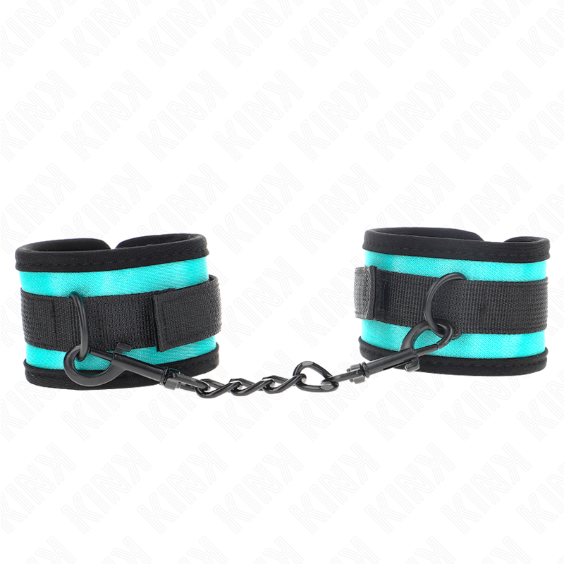 KINK - MENOTTES EN NYLON VELCRO RESTRAINTS NOIR-BLEU AJUSTABLES 18-32 CM X 5 CM
