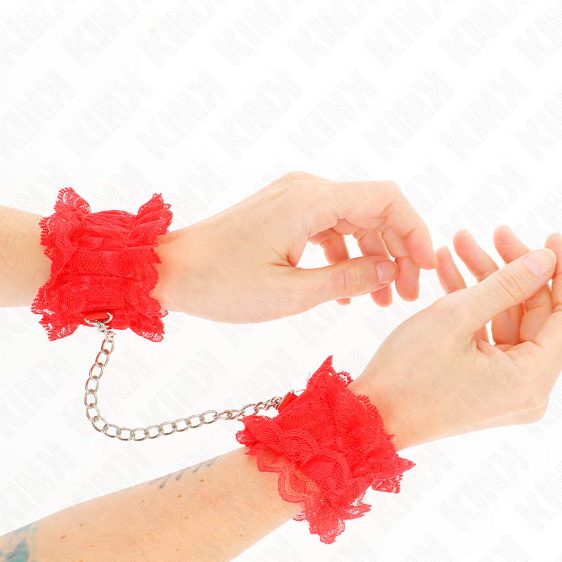 MENOTTES KINK EN ÉLASTIQUE ET DENTELLE ROUGES