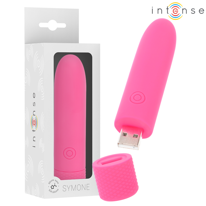INTENSE - BALLE VIBRANTE RECHARGEABLE USB SYMONE 8 VIBRATIONS ROSE 10 X 2,2 CM