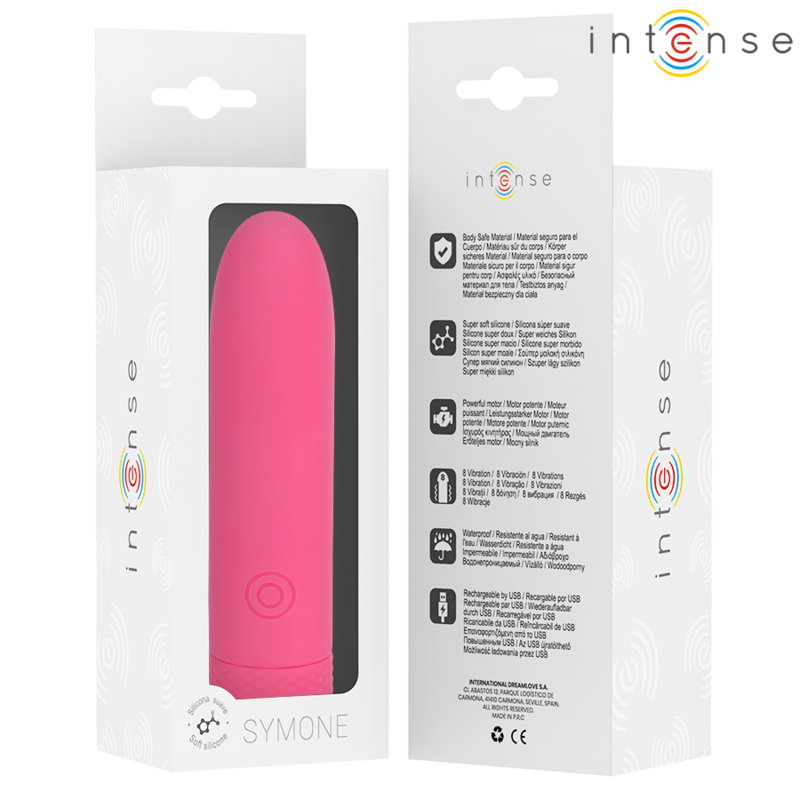 INTENSE - BALLE VIBRANTE RECHARGEABLE USB SYMONE 8 VIBRATIONS ROSE 10 X 2,2 CM