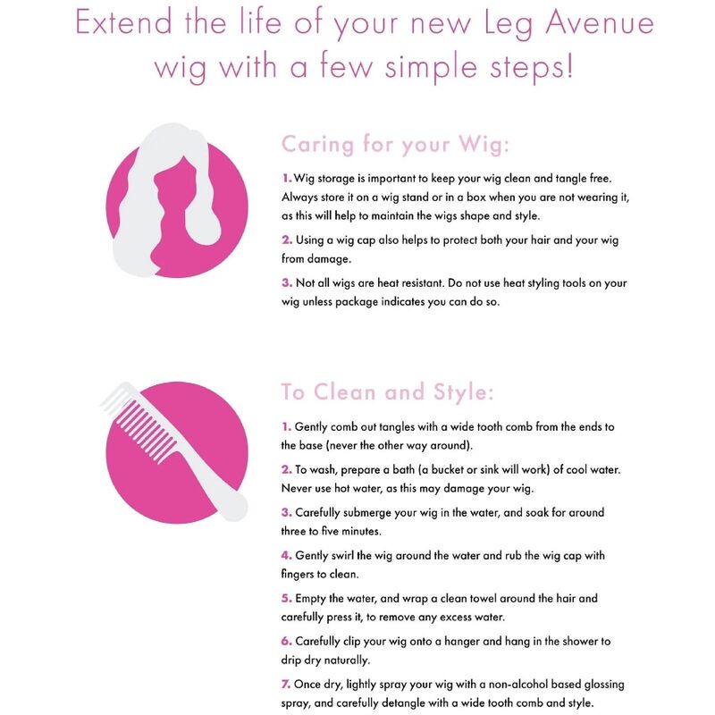 LEG AVENUE - PERUQUE ROSE LONGUE ET LISSE AVEC FRANGE