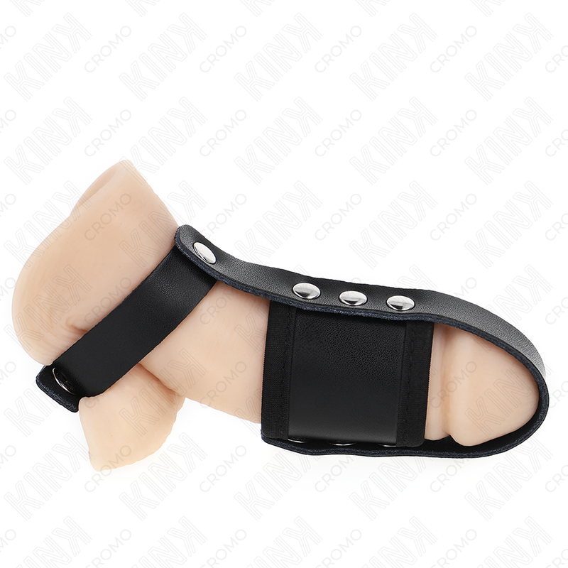 KINK – HODENKÄFIG AUS LEDER MIT VERSTELLBAREM, BESCHICHTETEM HODENTRENNER-RIEMEN