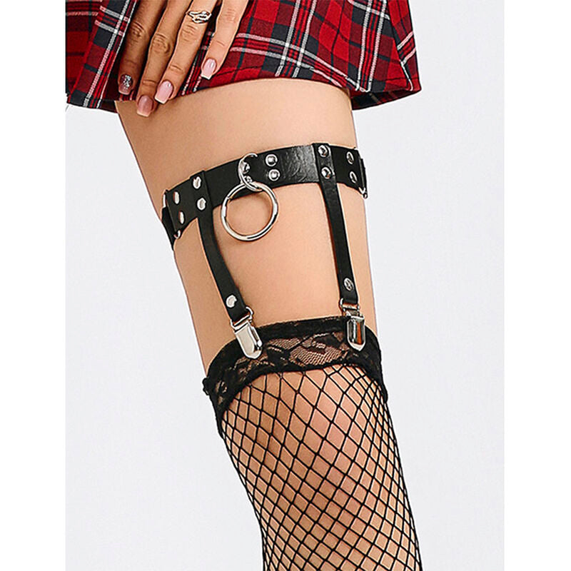 SUBBLIME - 953744 REGOLABILE IN PELLE PUNK GIARRETTIERA NERO TAGLIA UNICA