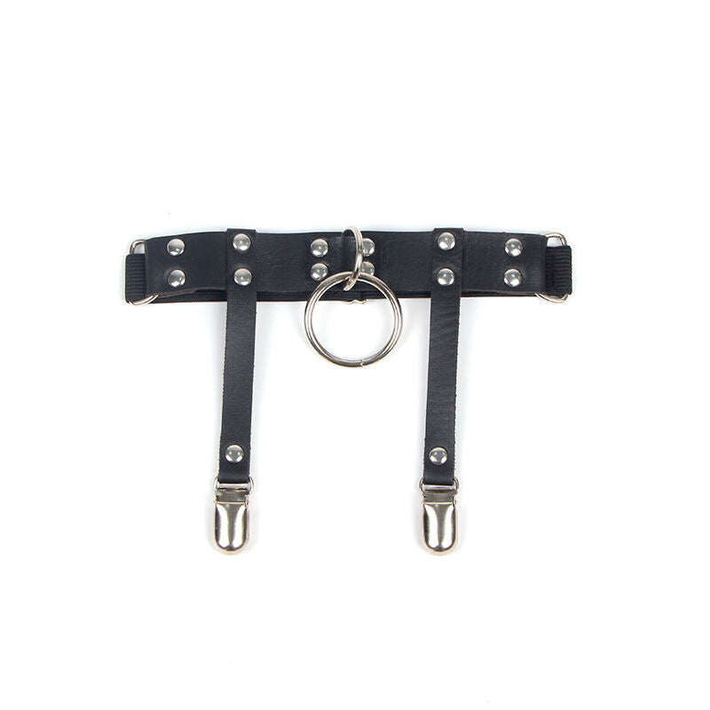SUBBLIME - 953744 REGOLABILE IN PELLE PUNK GIARRETTIERA NERO TAGLIA UNICA