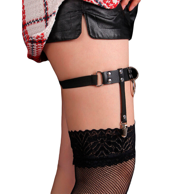 SUBBLIME - 953744 REGOLABILE IN PELLE PUNK GIARRETTIERA NERO TAGLIA UNICA