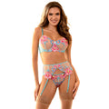 SUBBLIME - 954116 BH + HÖSCHEN MIT STRUMPFHALTER BLUMENDESIGN BLAU L/XL