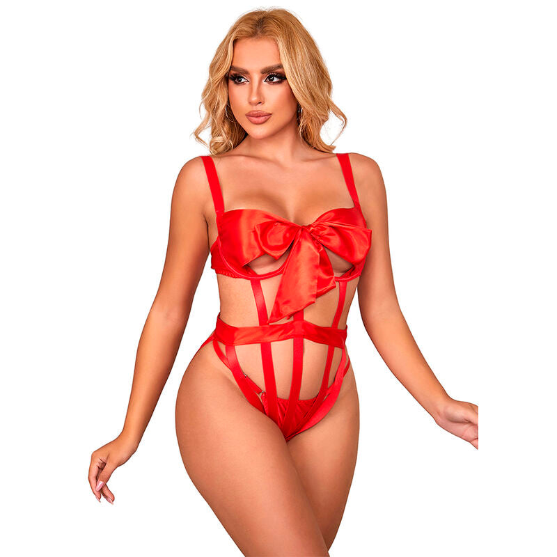 SUBBLIME - 954475 BODY OUVERT SÉDUCTION AVEC NŒUD ROUGE L/XL