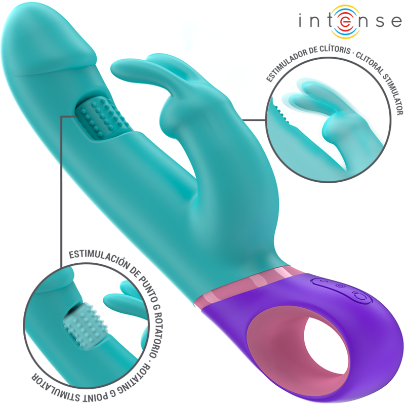INTENSE – MONICA RABBIT VIBRATOR MIT ROTIERENDEM G-PUNKT-STIMULATOR BLAU