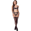 LIVCO CORSETTI FASHION - ENSEMBLE SOUTIEN-GORGE + PORTE-JARRETELLES + CULOTTE KEILA LC 20245 NOIR S/M