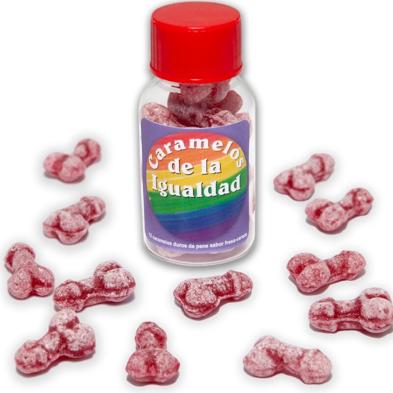 DIABLO PICANTE - 12 BONBONS ÉGALITÉ FRAISE/CERISE EN FORME DE PÉNIS