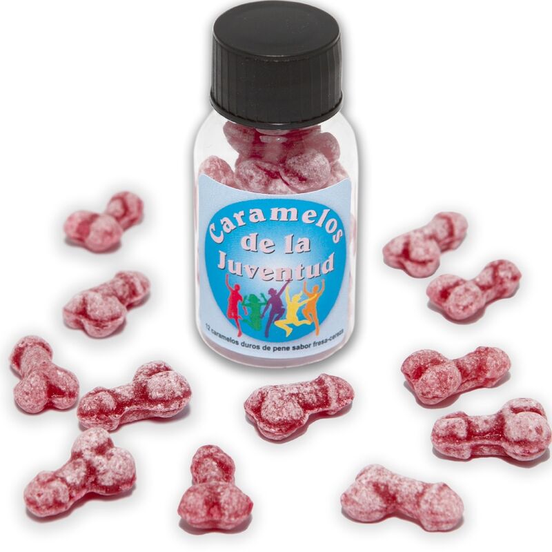 DIABLO PICANTE - 12 BONBONS JEUNESSE EN FORME DE PÉNIS FRAISE/CERISE