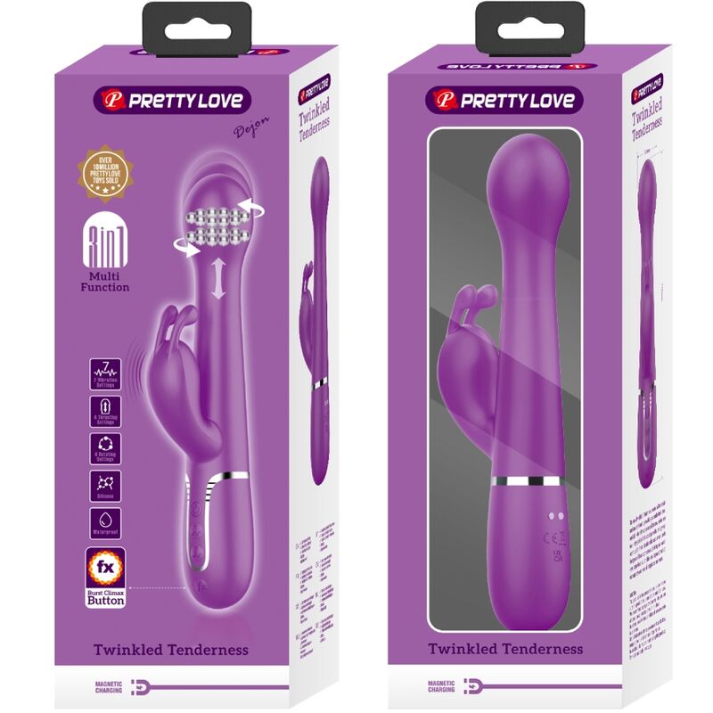 PRETTY LOVE - DEJON VIBROMASSEUR LAPIN MULTIFONCTION 3 EN 1 VIOLET