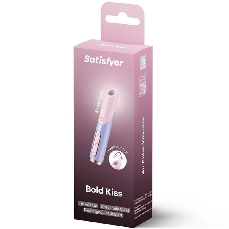 SATISFYER - BOLD KISS WAVE CLITORAL STIMULATOR PINK / VIOLET
