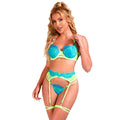 SUBBLIME - 955328 ENSEMBLE SOUTIEN-GORGE AVEC DENTELLE ET JARRETELLES VERT ET BLEU L/XL