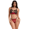SUBBLIME - 955533 ENSEMBLE SOUTIEN-GORGE MAILLE CUIR VERNIS ROUGE AVEC FERMETURE ÉCLAIR S/M