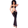CHILIROSE - CR 4851 SCHWARZES TOP- UND LEGGINGS-SET MIT GOLDENEN ACCESSOIRES M