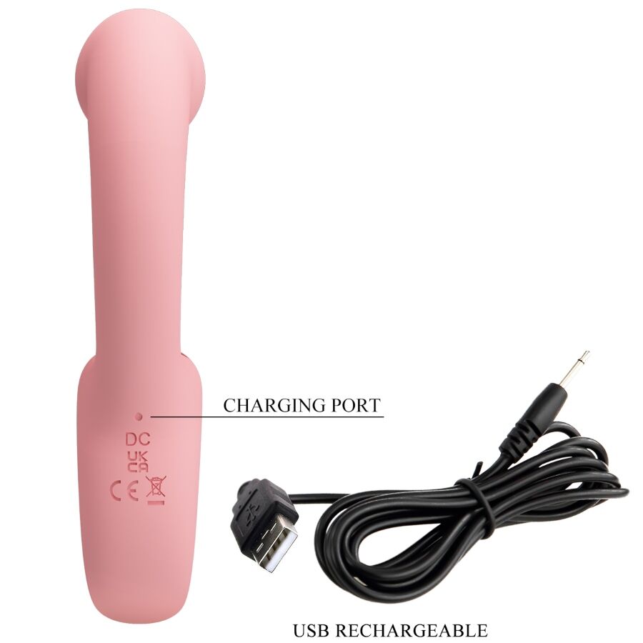 PRETTY LOVE - VIBROMASSEUR POINT G + STIMULATEUR CLITORIDIEN ERYNNYES 10 VIBRATIONS ROSE